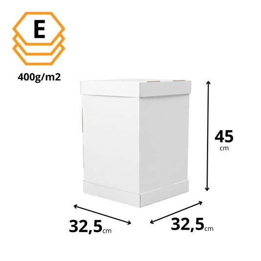 Jumbo-Tortenkarton für hohe Torten Weiß 32,5x32,5x45 cm — Abmessungen
