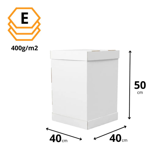 Jumbo-Tortenkarton für hohe Torten Weiß 40x40x50 cm — Abmessungen