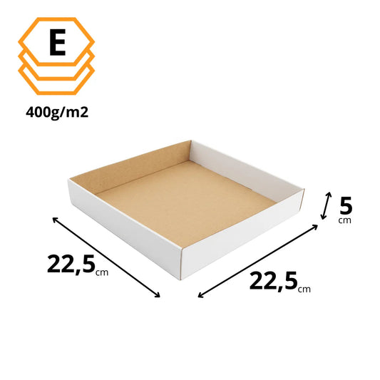 Kuchen-Tablett Weiß 22,5x22,5x5 cm — Abmessungen