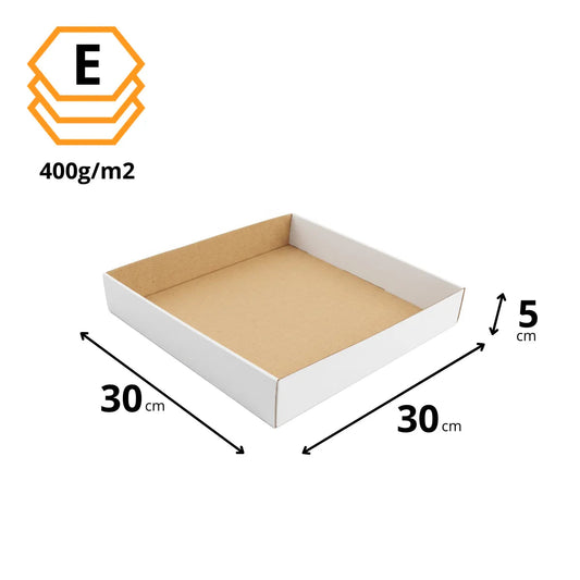 Kuchen-Tablett Weiß 30x30x5 cm — Abmessungen