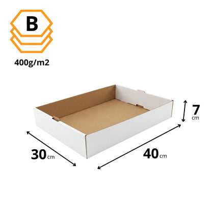 Kuchen-Tablett Weiß 40x30x7 cm — Abmessungen