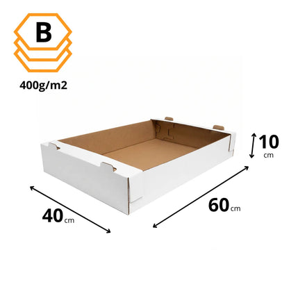 Kuchen-Tablett Weiß 60x40x10 cm — Abmessungen