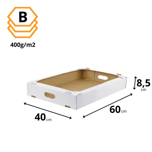 Kuchen-Tablett mit Tragegriff Weiß 60x40x8,5 cm — Abmessungen
