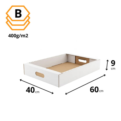 Kuchen-Tablett mit Tragegriff Weiß 60x40x9 cm — Abmessungen