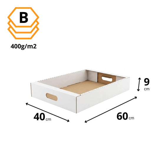 Kuchen-Tablett mit Tragegriff Weiß 60x40x9 cm — Abmessungen