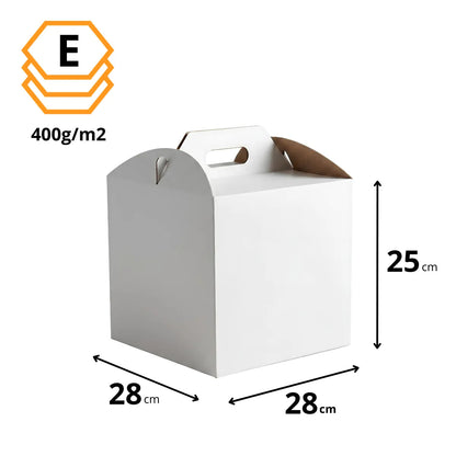 Tortenkarton Weiß 28x28x25 cm — Abmessungen